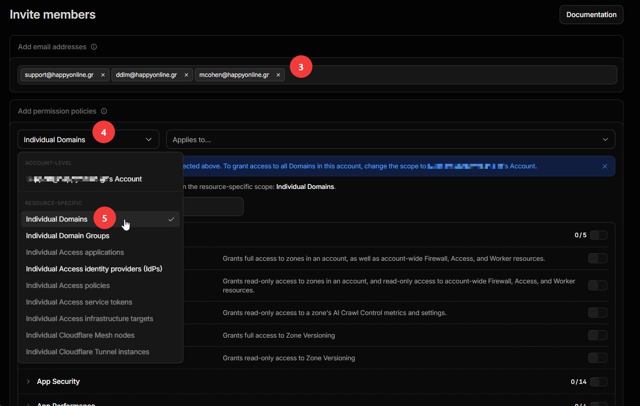 Add email addresses and select Individual Domains